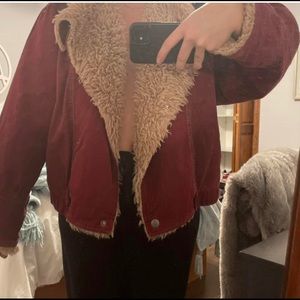 Free people red fuzzy jacket size medium